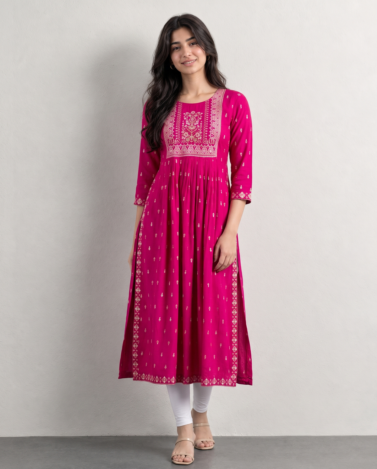 Elegant Pink Floral Printed Rayon Kurti for Women