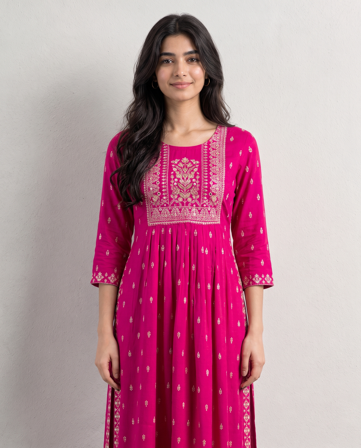 Elegant Pink Floral Printed Rayon Kurti for Women