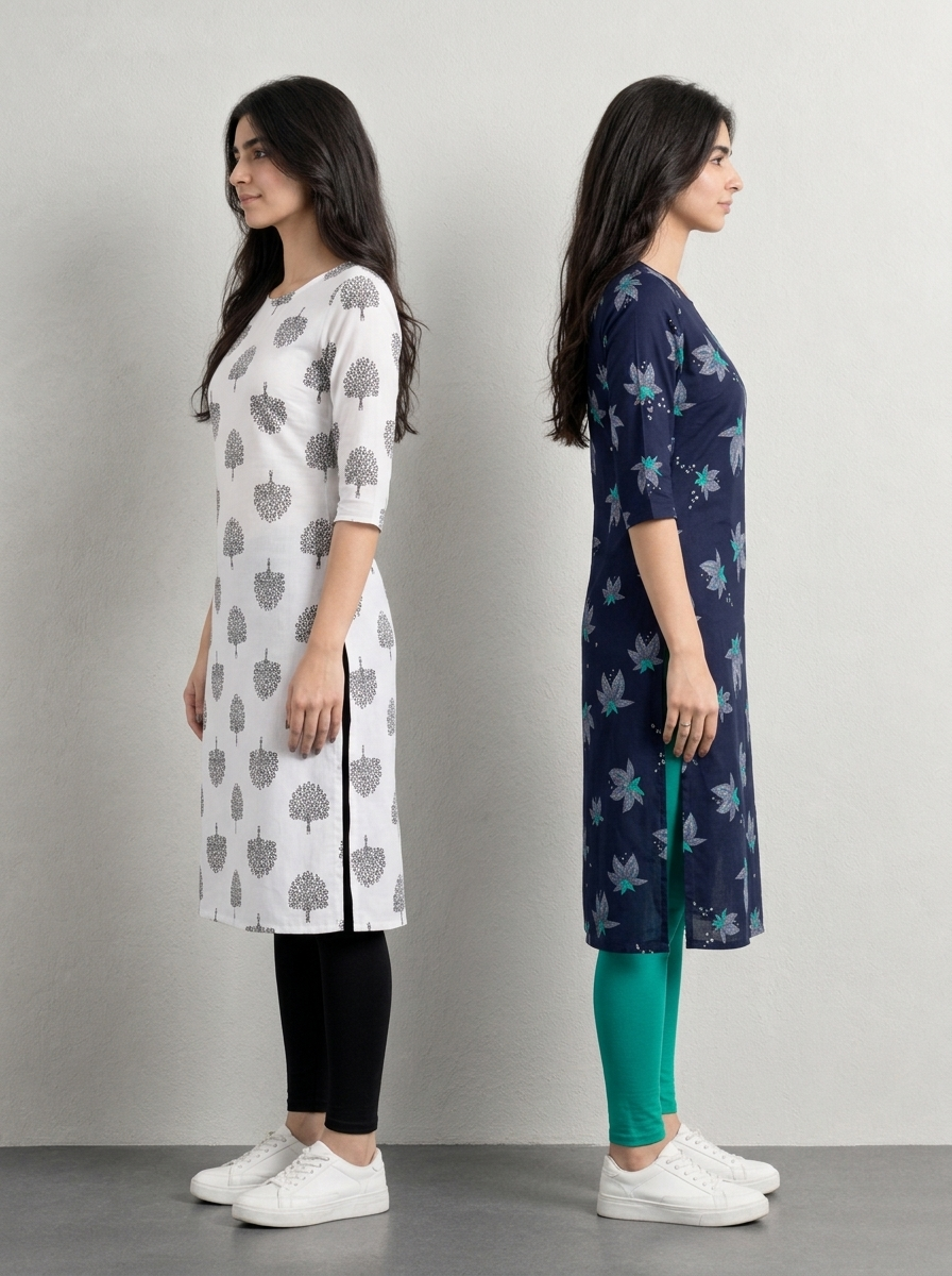 Women's Printed Cotton Kurtis – Pack of 2