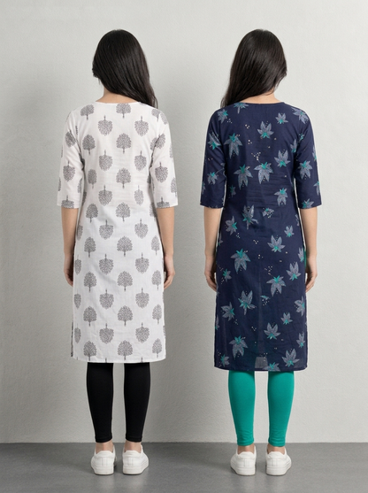 Women's Printed Cotton Kurtis – Pack of 2
